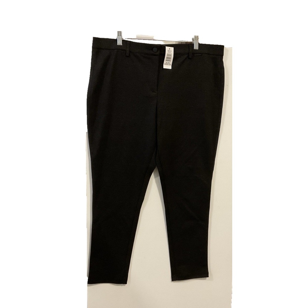 MARIO SERRANI Charcoal Plaid Pants Woman Size Xl Straight Leg Career New